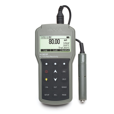 哈納專業級微電腦EC-TDS-電阻率-NaCI-°C測定儀HI98192